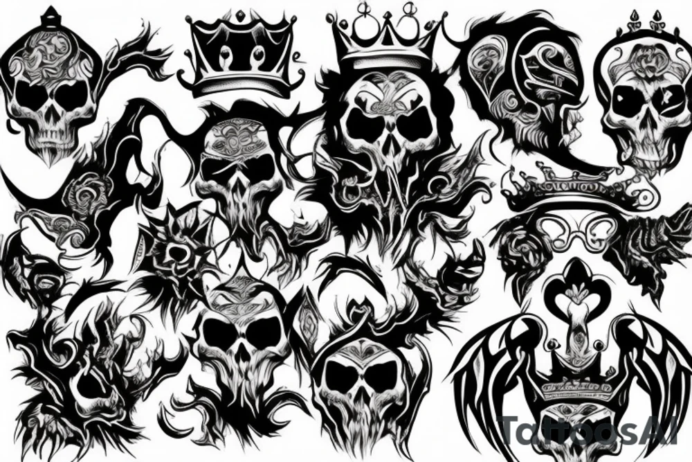 Demon Skull With Crown Design tattoo idea