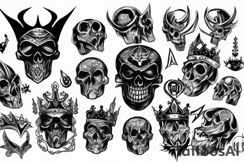 Demon Skull With Crown tattoo idea