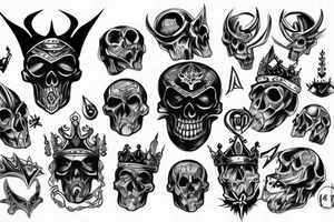 Demon Skull With Crown tattoo idea