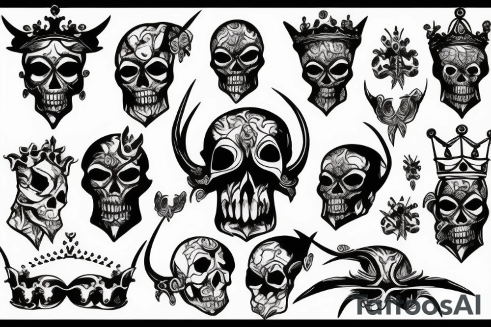 Demon Skull With Crown tattoo idea