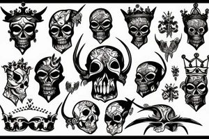 Demon Skull With Crown tattoo idea