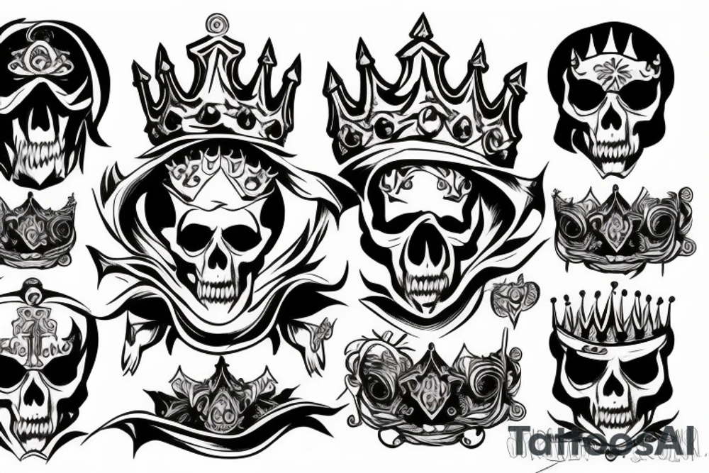 Demon Skull With Crown tattoo idea