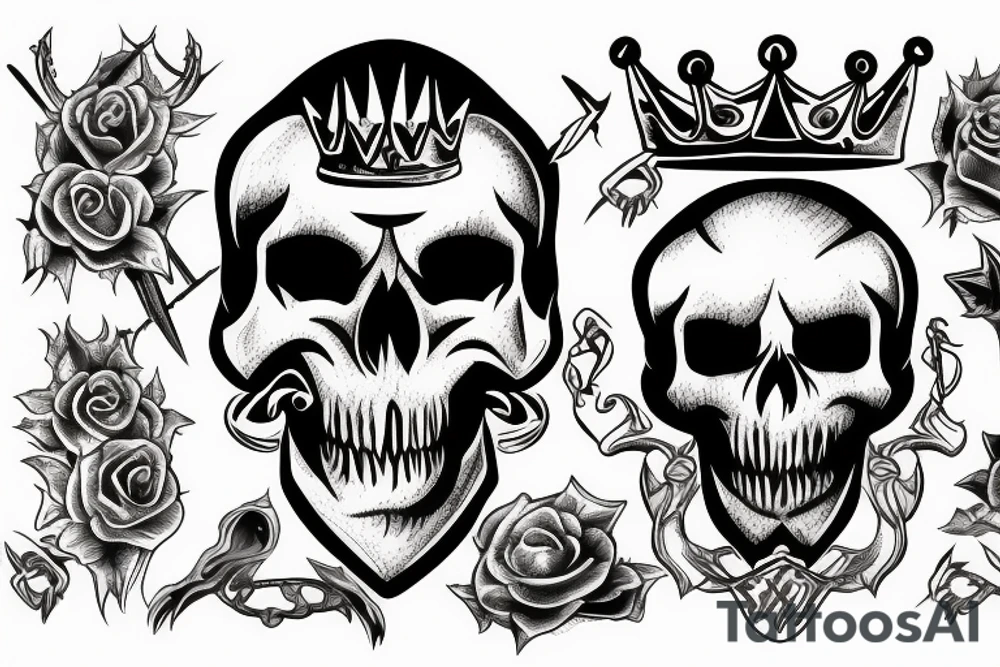 Demon Skull With Crown tattoo idea