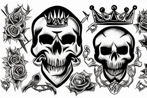 Demon Skull With Crown tattoo idea