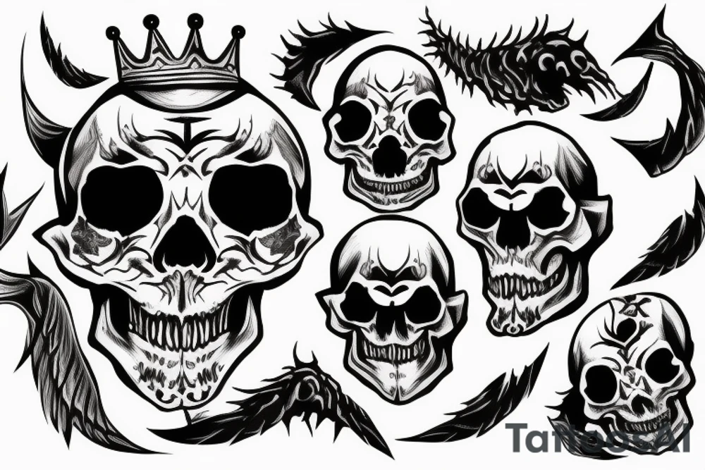 Demon Skull With Crown tattoo idea
