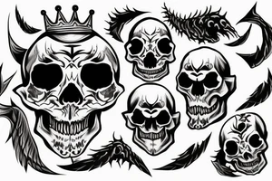 Demon Skull With Crown tattoo idea