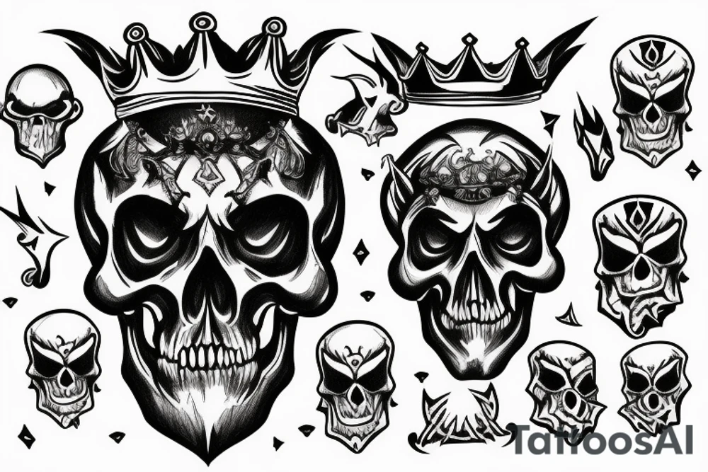Demon Skull With Crown tattoo idea