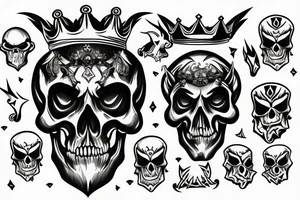 Demon Skull With Crown tattoo idea