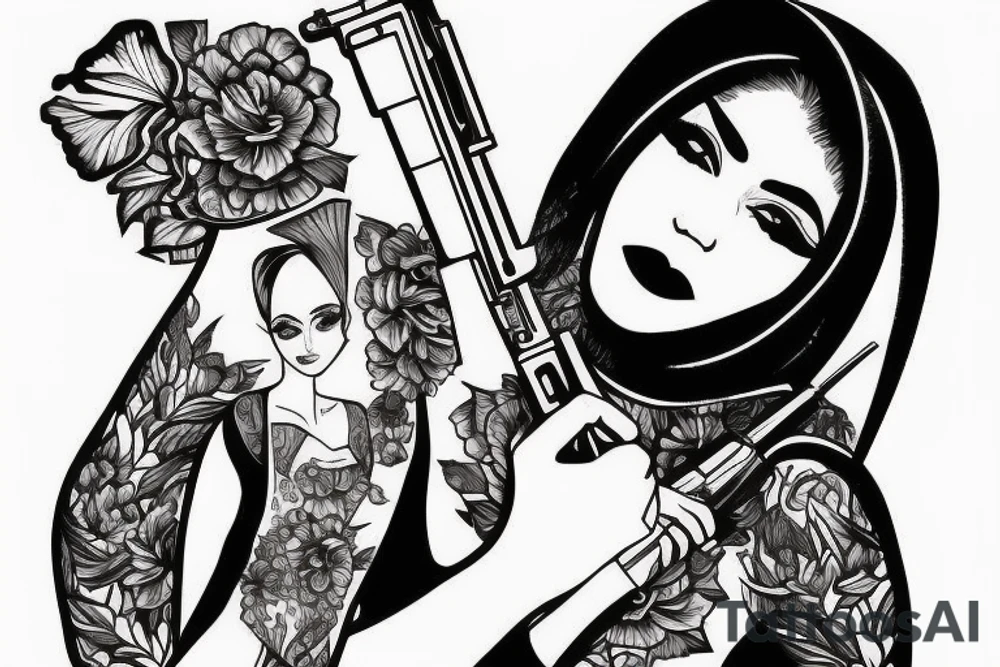 Iranian woman with AK47 tattoo idea