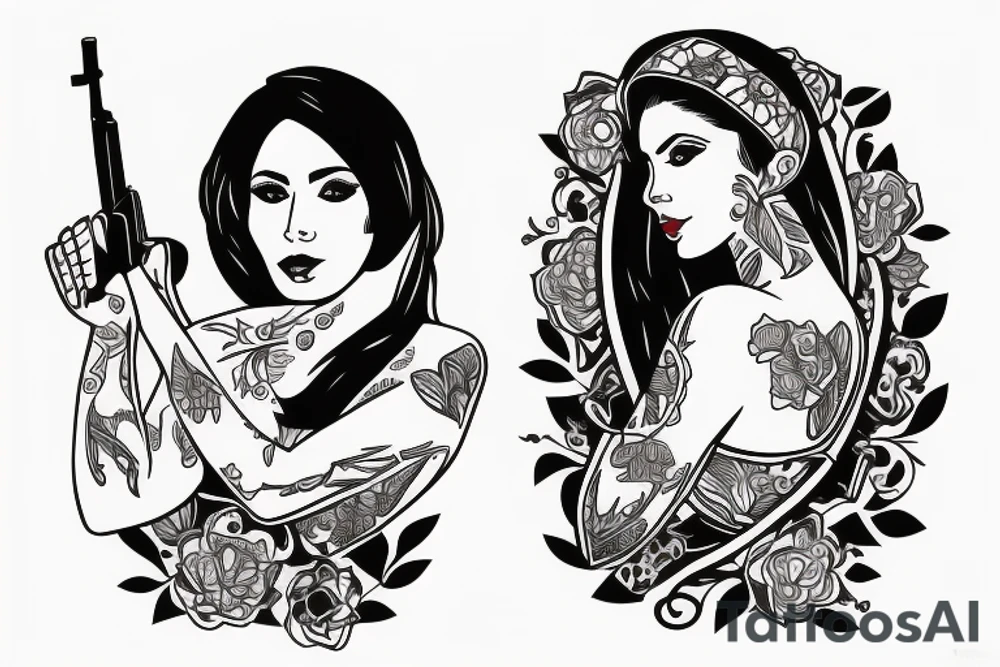 Iranian woman with AK47 tattoo idea