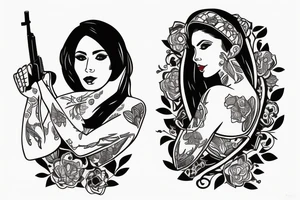Iranian woman with AK47 tattoo idea