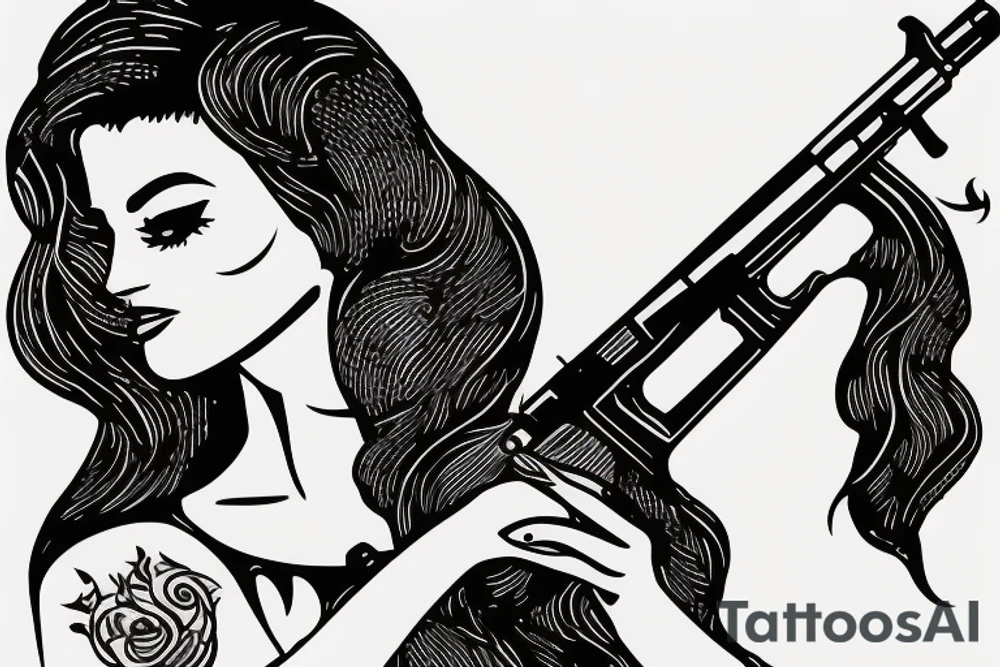 Iranian woman with AK47 tattoo idea