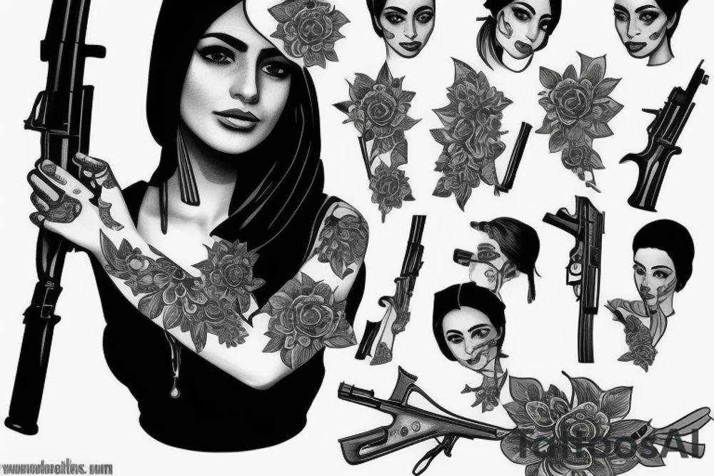 Iranian woman with AK47 tattoo idea