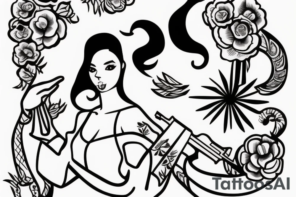 Iranian woman with AK47 tattoo idea