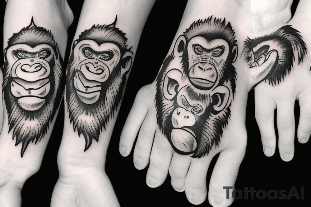 Monkey with name Kurt tattoo idea