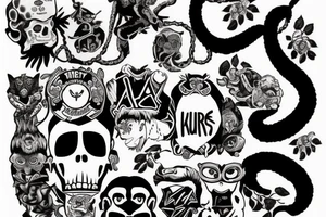 Monkey with name Kurt tattoo idea