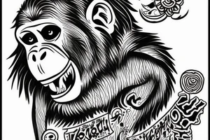 Monkey with word Kurt tattoo idea
