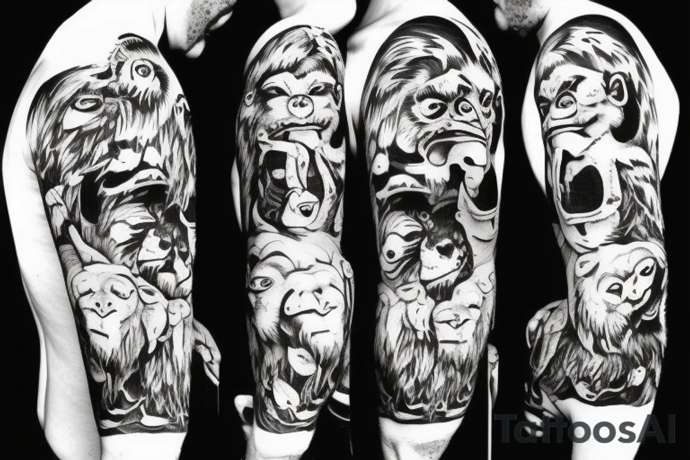 Monkey with word Kurt tattoo idea