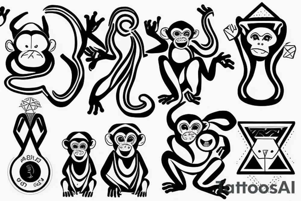 Monkey with word Kurt tattoo idea