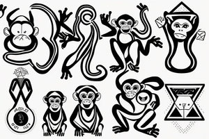 Monkey with word Kurt tattoo idea