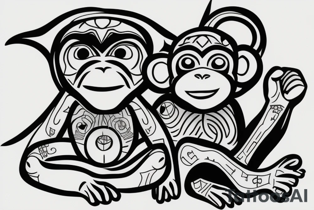 Monkey with word Kurt tattoo idea