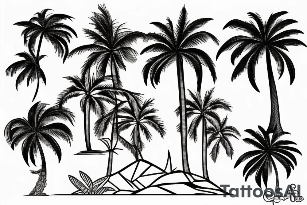 a design involving a palm tree and a maple tree tattoo idea