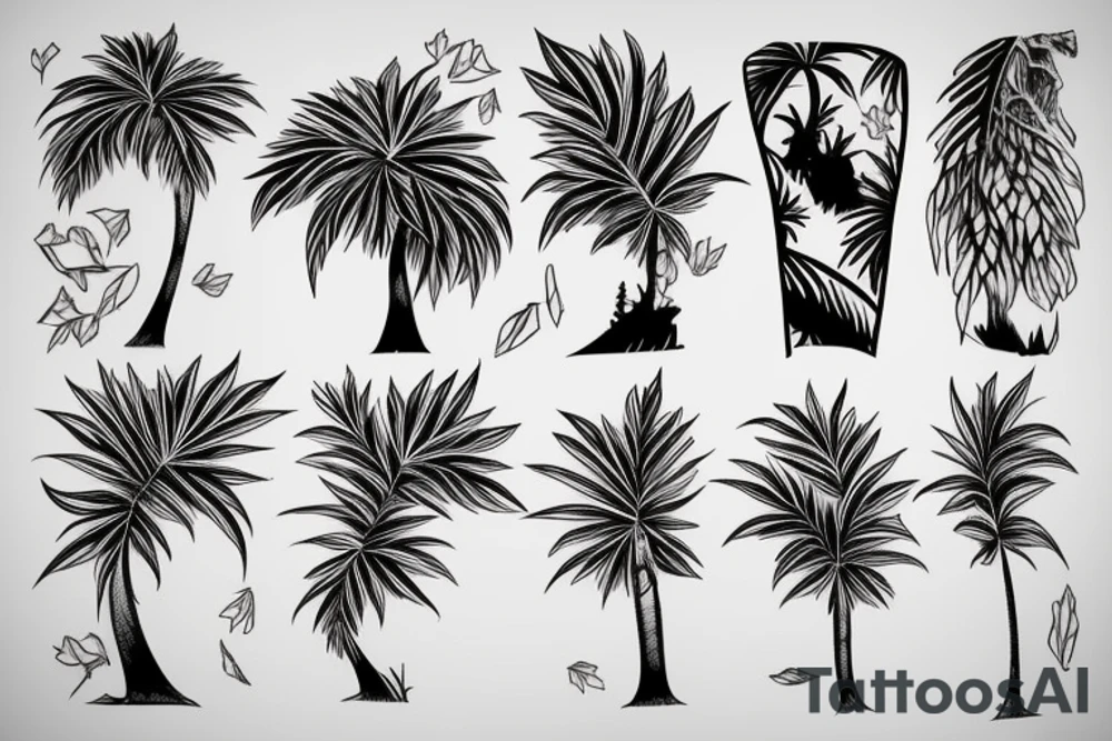 a design involving a maple tree and a palm tree tattoo idea