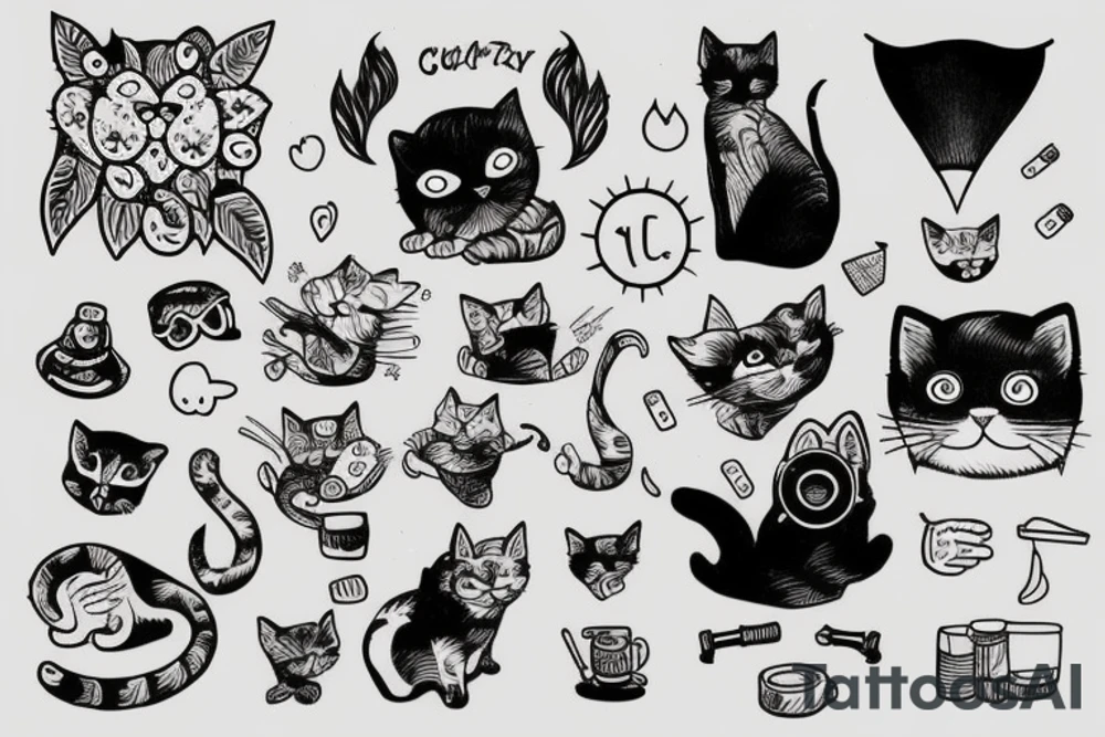 Funny cat smoking weed tattoo idea