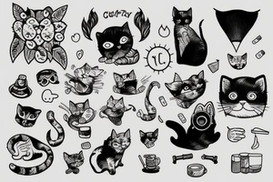 Funny cat smoking weed tattoo idea