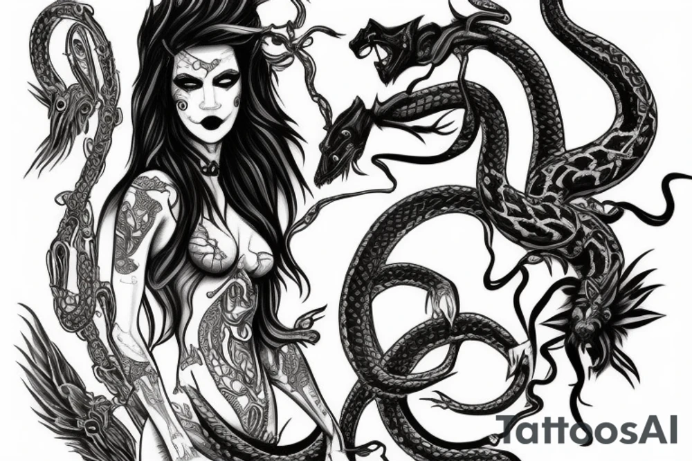 Tattoo of the vampire carmilla with a serpent tattoo idea
