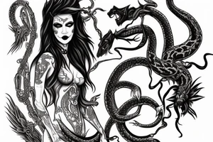 Tattoo of the vampire carmilla with a serpent tattoo idea