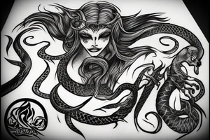Tattoo of the vampire carmilla with a serpent tattoo idea