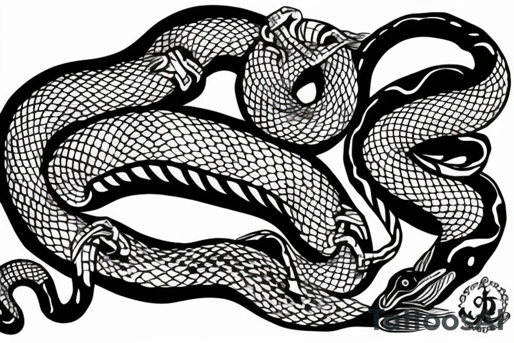 Serpent wrapped around a female hand tattoo idea