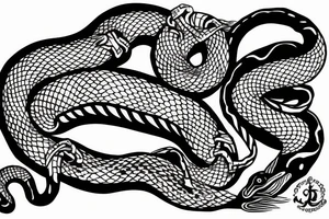 Serpent wrapped around a female hand tattoo idea