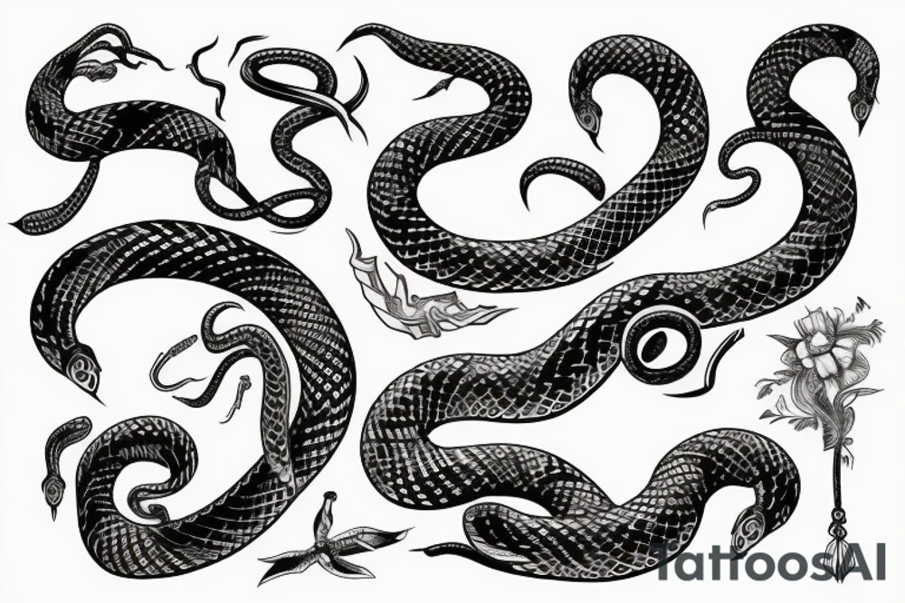 Serpent wrapped around a tattoo of a hand tattoo idea