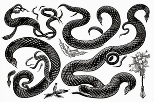 Serpent wrapped around a tattoo of a hand tattoo idea
