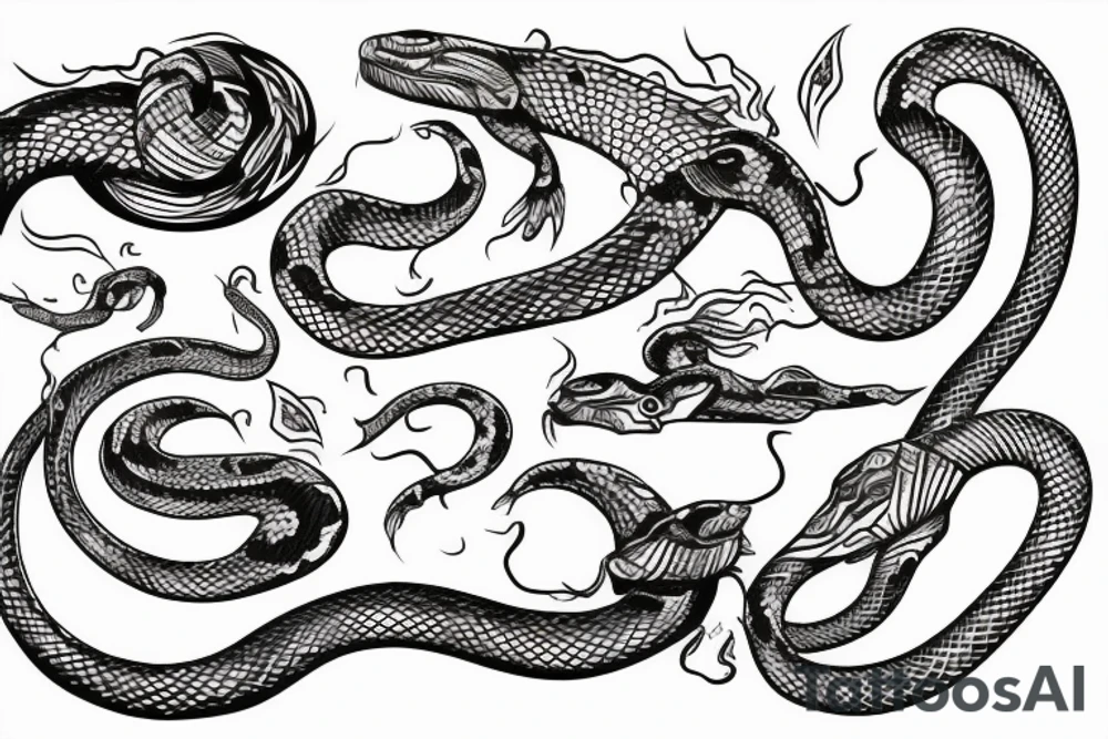 Serpent wrapped around a tattoo of a hand tattoo idea