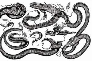 Serpent wrapped around a tattoo of a hand tattoo idea