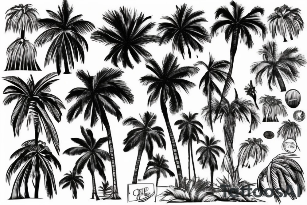 a palm tree drawn in the style of ay jackson tattoo idea