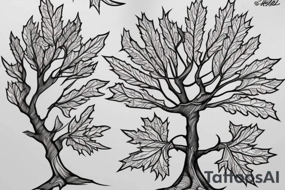 a maple tree drawn in the style of ay jackson tattoo idea
