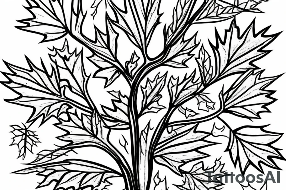 a maple tree drawn in the style of ay jackson tattoo idea