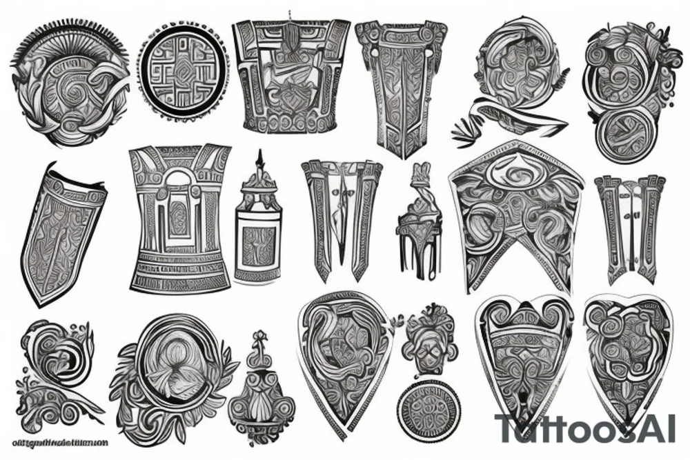 anchient greek themed chest piece tattoo idea