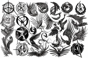 Symbols coming out of a book, name of the wind, hunger games, Harry Potter, mistborn, lightbringer tattoo idea