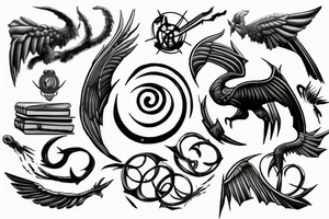 Symbols coming out of a book, name of the wind, hunger games, Harry Potter, mistborn, lightbringer tattoo idea