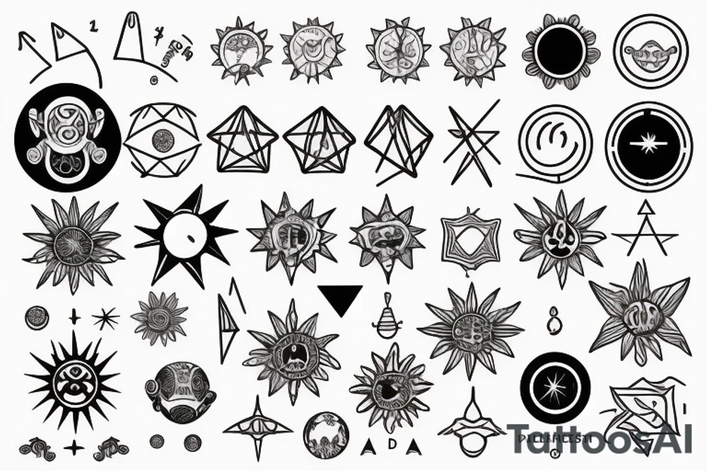 Natal chart with rising Taurus, sun in Aries, moon in Virgo, mars in Virgo, Venus in pisces and Mercury on Aries tattoo idea