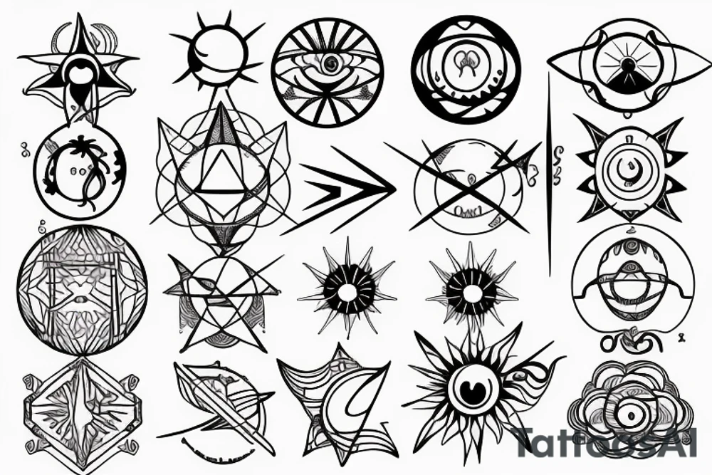 Natal chart with rising Taurus, sun in Aries, moon in Virgo, mars in Virgo, Venus in pisces and Mercury on Aries tattoo idea