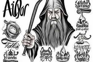 Gandalf smoking an letters in the smoke "All we have to decide is what to do with the time that is given us" tattoo idea