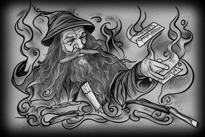Gandalf smoking an letters in the smoke "All we have to decide is what to do with the time that is given us" tattoo idea