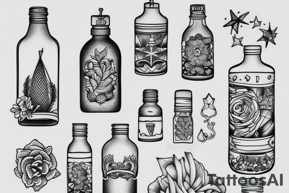 north sea in a bottle tattoo idea