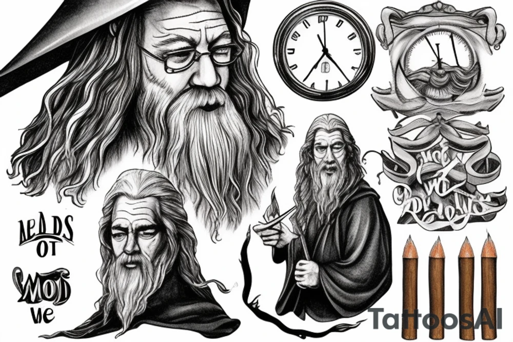 Gandalf smoking an letters in the smoke "All we have to decide is what to do with the time that is given us" tattoo idea